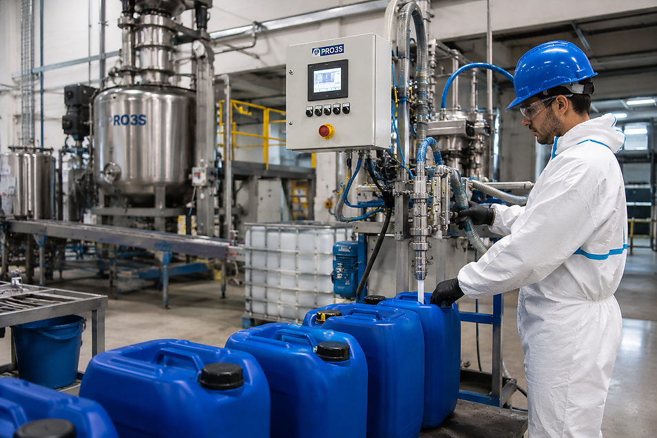 Mixing and packaging of solid and liquid chemicals: quality, safety and industrial traceability